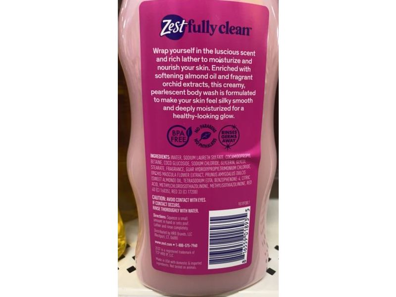 Zest Moisturizing Nourishing Body Wash, Lush Orchid & Almond Oil, 20 fl oz/591 mL