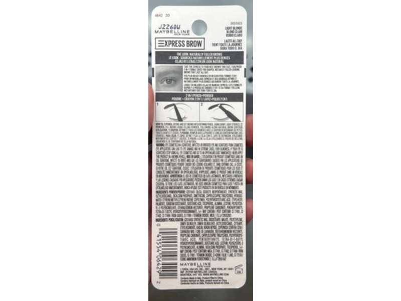 Maybelline Express Brow 2-In-1 Pencil & Powder, 248 Light Blonde, 0.017 oz