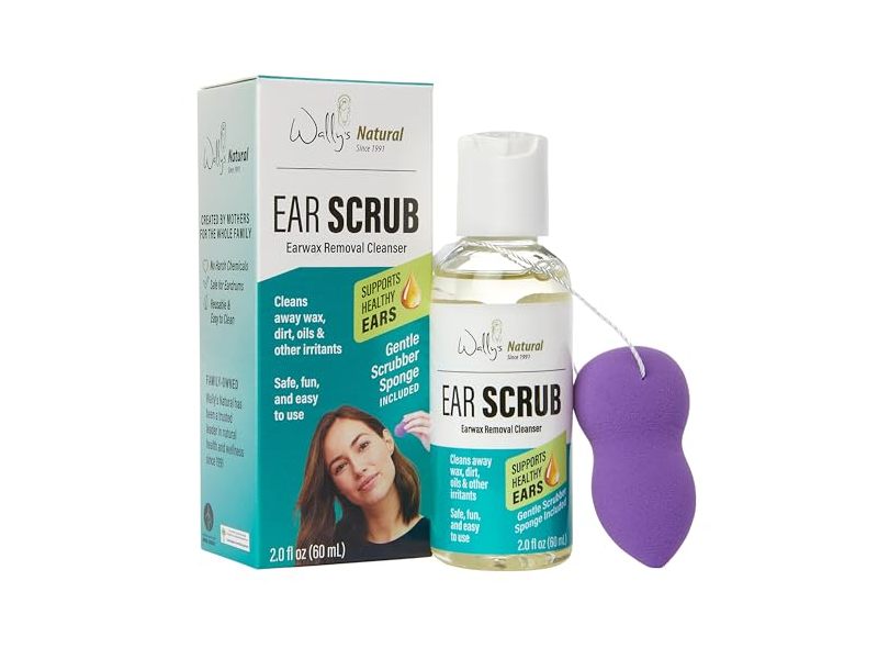 Wally's Natural Ear Scrub Earwax Removal Cleanser, 2.0 fl oz/60 mL