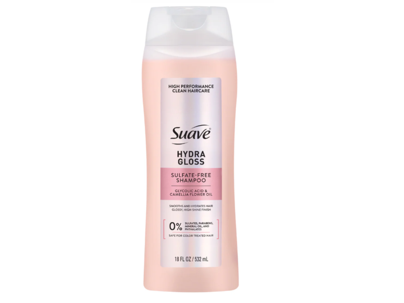 Suave Hydra Gloss Sulfate Free Shampoo, Glycolic Acid & Camellia Flower Oil, 18 fl oz/532 mL