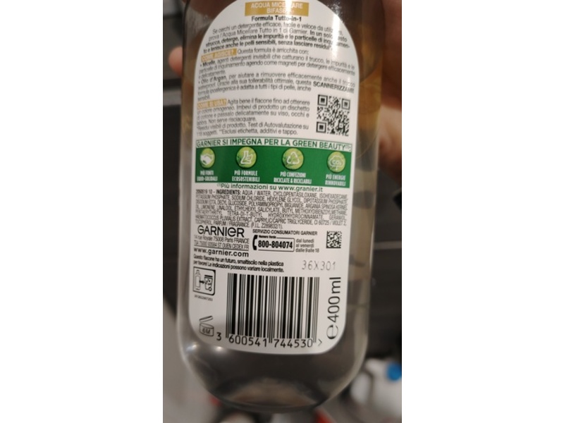 Garnier Skinactive Aqua Micellar Water, Argan Oil, 400 mL