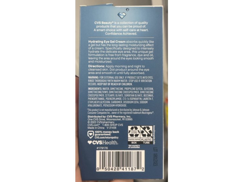 Cvs Health Hydrating Eye Gel Cream, 0.5 fl oz/14 mL