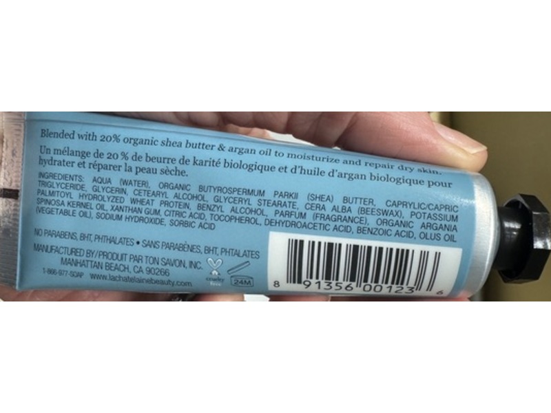 La Chatelaine Shea Butter Hand Cream, Shea, 1 fl oz/30 mL