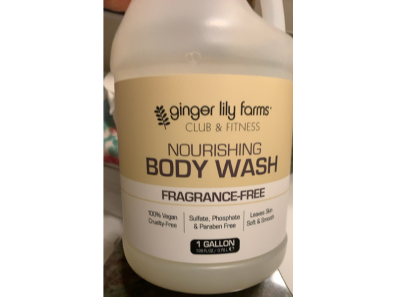 Ginger Lily Farms Club & Fitness Nourishing Body Wash, Fragrance-Free, 128 fl oz/3.78 L