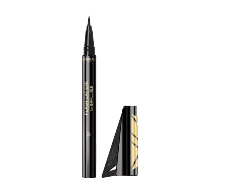 L'Oreal Paris Infallible Flash Cat Eye Waterproof Brush Tip Liquid Eyeliner, Black, 0.018 fl oz/0.55 mL