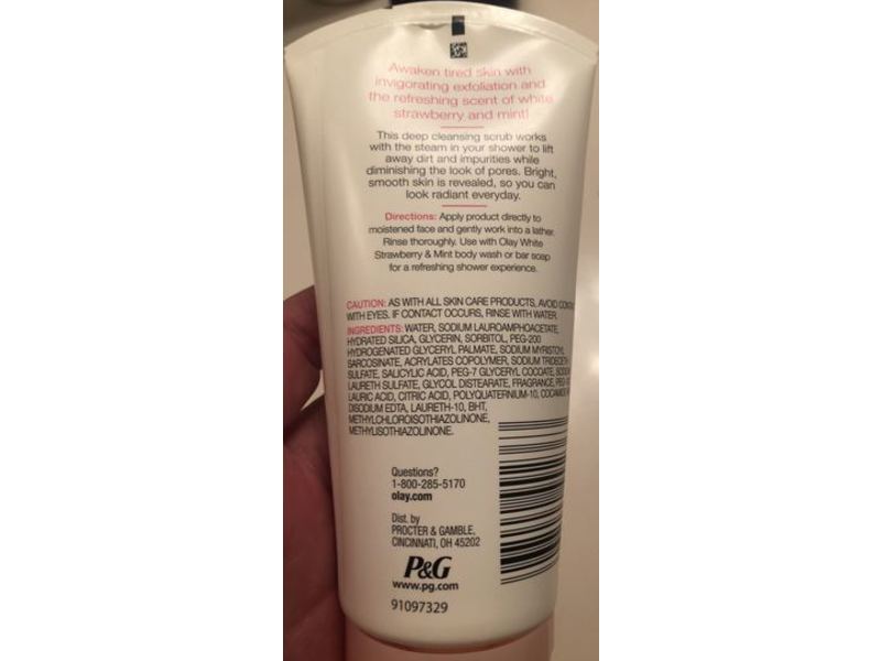 Olay In-Shower Facial Scrub, White Strawberry & Mint, 5.0 fl oz / 150 mL