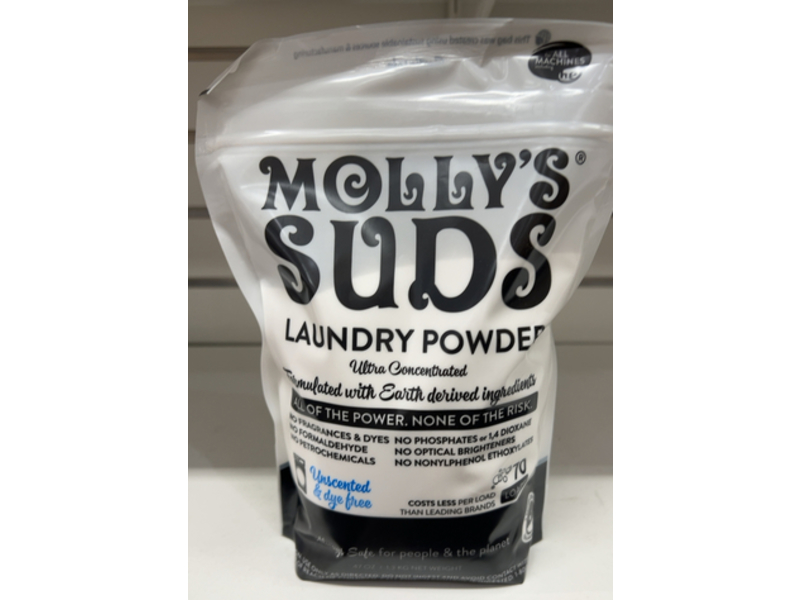 Molly's Suds Laundry Powder, Unscented, 70 Loads, 43 oz/1.3 kg
