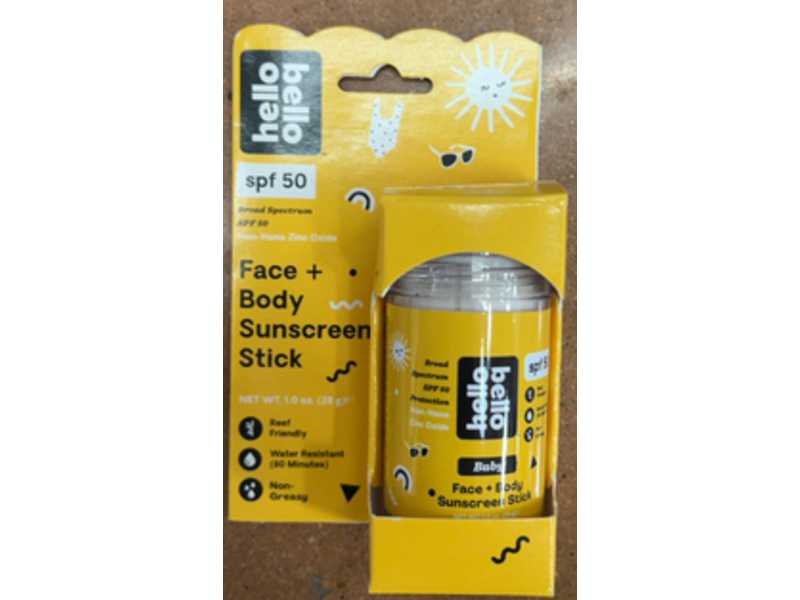 Hello Bello Face + Body Sunscreen Stick, SPF 50, 1 fl oz/28 g