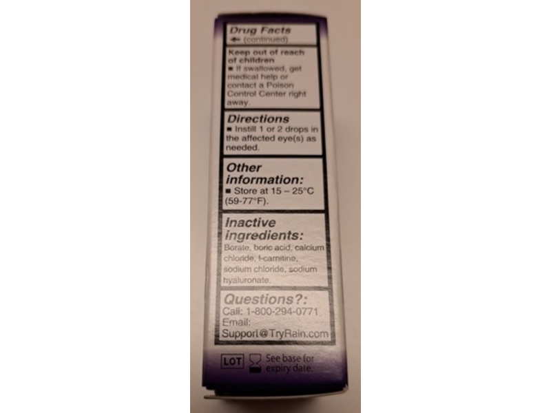 Rain Daily Hydration & Comfort Lubricant Eye Drops, 0.33 fl oz/10 mL