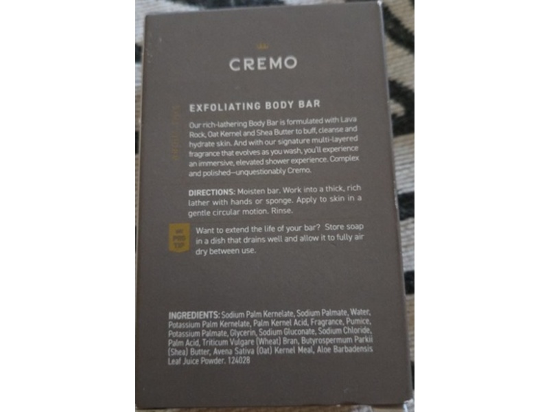 Cremo Exfoliating Body Bar, Vintage Suede, 5 oz/142 g