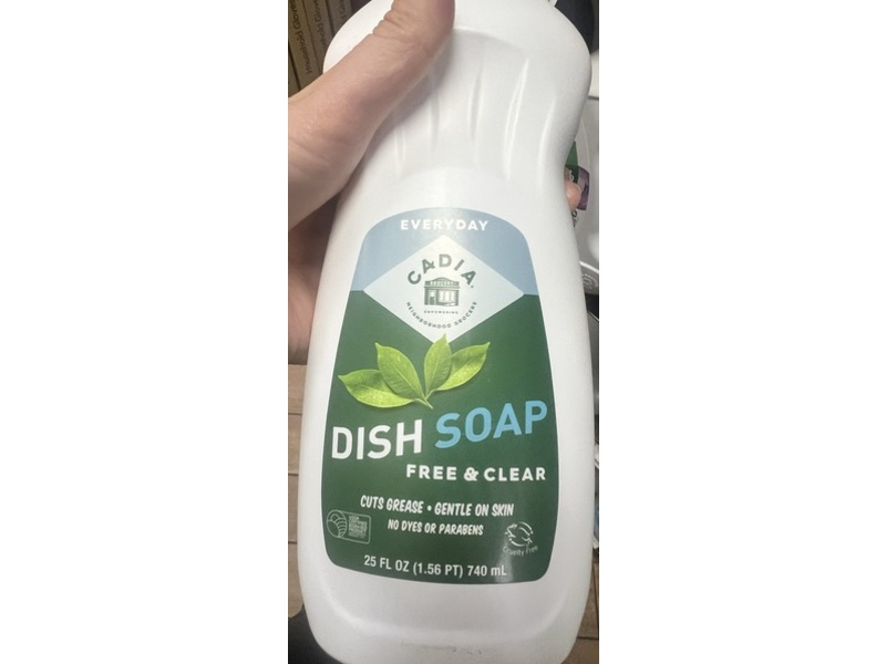 Cadia Dish Soap, Free & Clear, 25 fl oz/740 mL