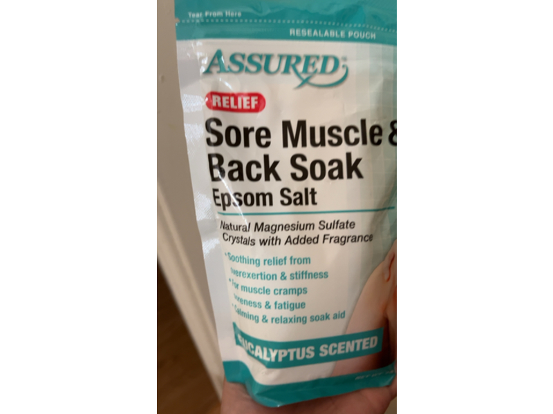 Assured Relief Sore Muscle & Back Soak Epsom Salt, Eucalyptus Scent, 16 oz