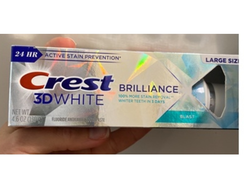 Crest 3D White Fluoride Anticavity Toothpaste, Blast, 4.6 fl oz/130 g