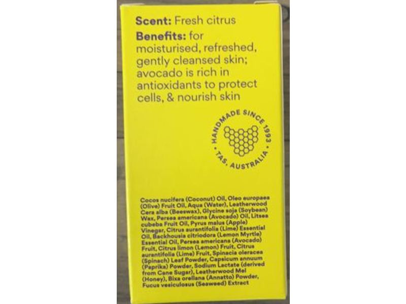 Beauty And The Bees Soap Bar, Fresh Avocado, Lemon, Lime & Honey, 120 g