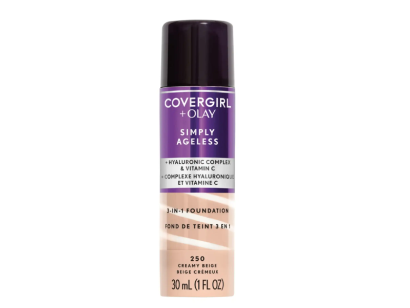 CoverGirl+Olay Simply Ageless 3-In-1 Foundation, 250 Creamy Beige,1 fl oz/30 mL