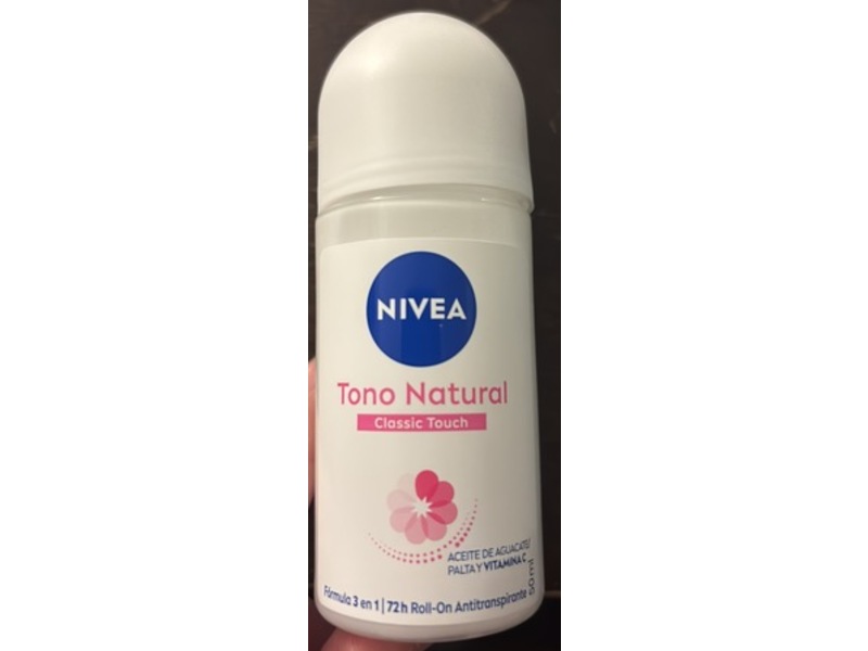 Nivea Tono Natural Classic Touch Antiperspirant Roll-On, Avocado Oil & Vitamin C, 1.69 oz/50 mL