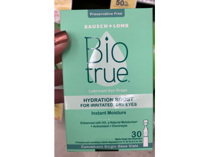 Biotrue Hydration Boost Lubricant Eye Drops, 0.01 fl oz/0.3 mL, 30 Count