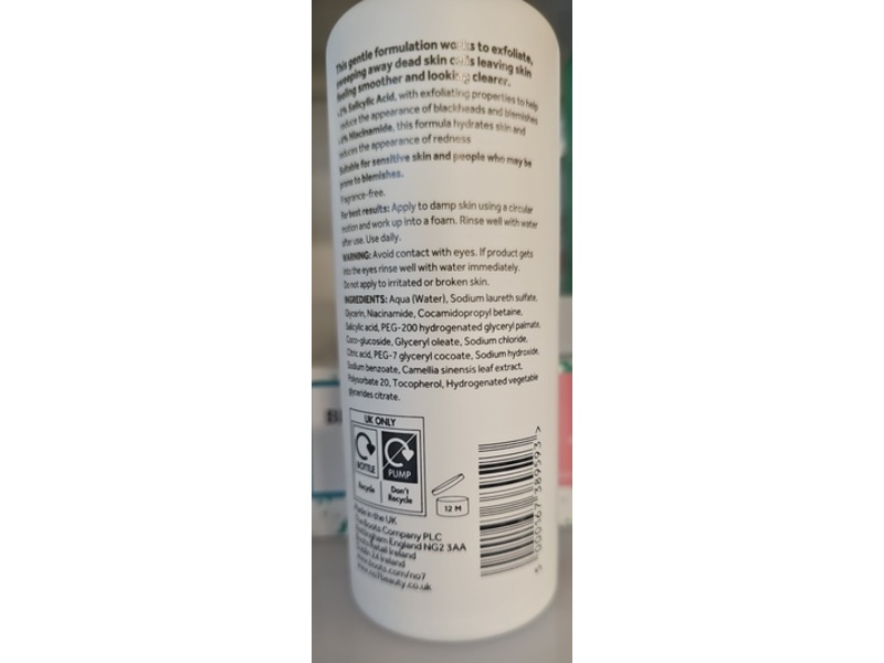 No7 Dermo Solutions Salicylic Acid Purifying Cleanser, 6.7 fl oz/200 mL