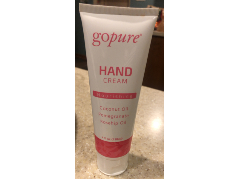 Gopure Nourishing Hand Cream, Coconut Oil + Pomegranate + Rosehip Oil, 4 fl oz/118 mL
