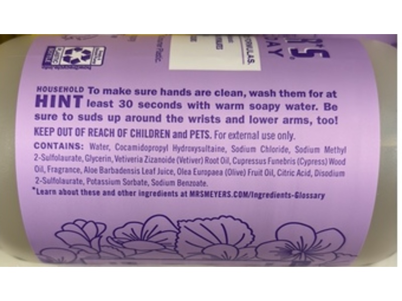 Mrs. Meyer's Clean Day Hand Soap, Violet Scent, 12.5 fl oz/370 mL