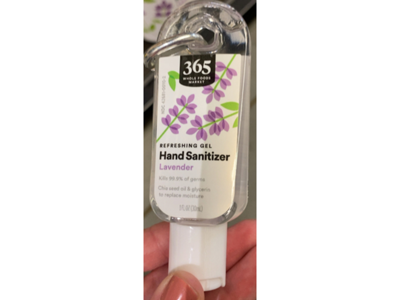 365 Whole Foods Market Refreshing Gel Hand Sanitizer, Lavender, 1 fl oz/30 mL
