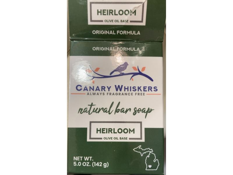 Canary Whiskers Natural Bar Soap, Heirloom, 5.0 oz/142 g