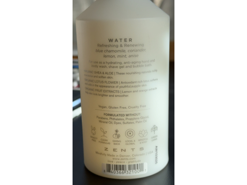 Zents Ageless Aloe Moisture Wash, Water, 10 fl oz/300 mL