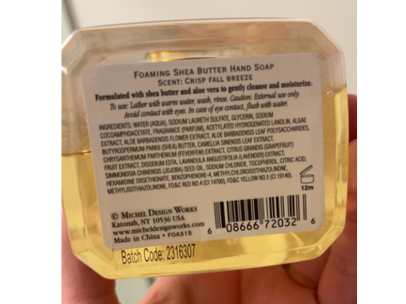 Michel Design Works Foaming Shea Butter Hand Soap, Fall Symphony, 17.8 fl oz/530 mL