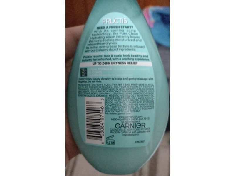 Garnier Fructis Pure Clean Hair Reset Hydrating Serum Dry Scalp, Silicone-Free, 5.1 fl oz/150 mL