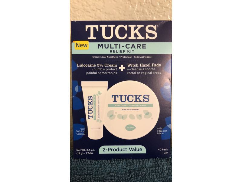 Multi-Care Hemorrhoids Relief Kit, 40 Witch Hazel Pads & 0.5 oz Cream (Pack of 2)