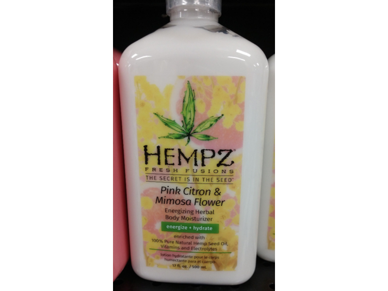 Hempz Energizing Herbal Body Moisturizer, Pink Citron & Mimosa Flower, 17 fl oz/500 mL