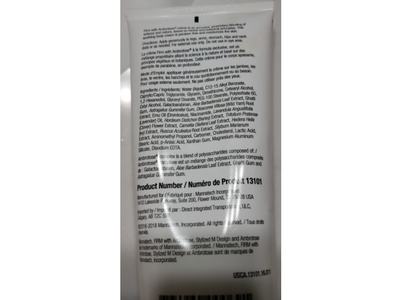 Mannatech Firm with Ambrotose Moisturizing Body Cream, 6 oz/170 g