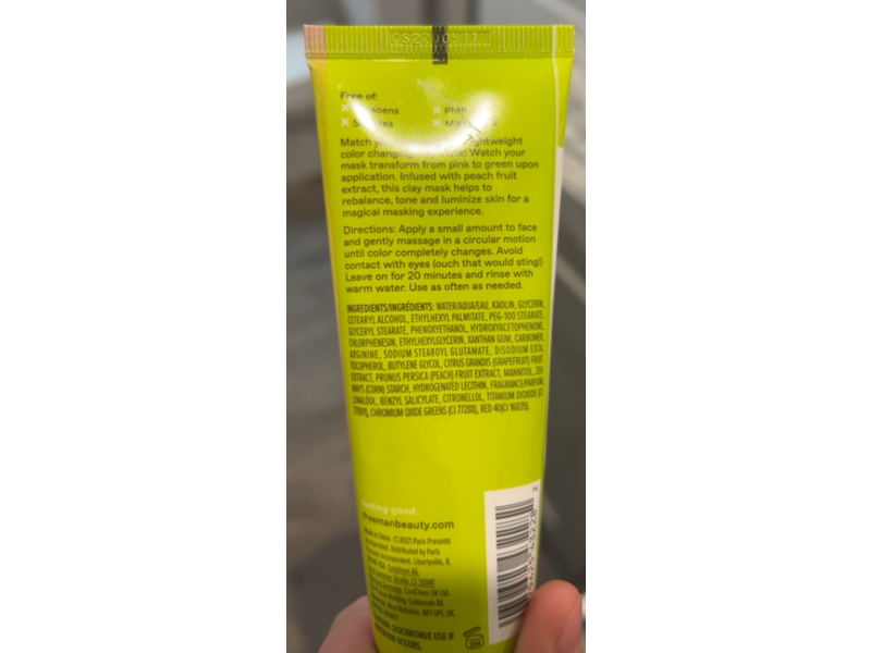 Freeman Refining Color Changing Clay Mask, Peach Fruit, 2 fl oz/60 mL, Pack Of 2