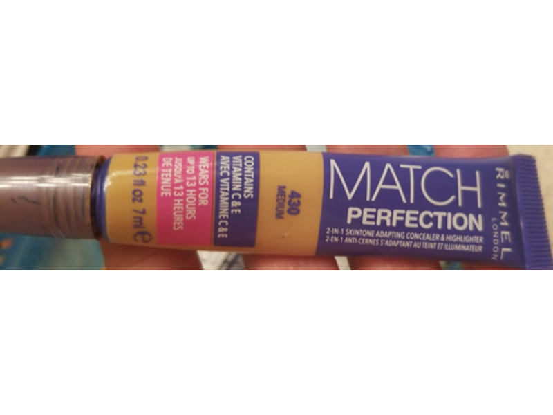 Rimmel London Match Perfection Concealer & Highlighter, 430 Medium, 0.23 fl oz/7 mL