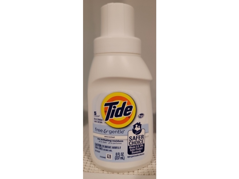 Tide Laundry Detergent, Free & Gentle, 5 Loads, 8 fl oz/237 mL