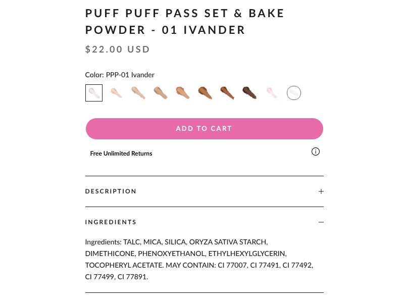 Kim Chi Chic Poff Puff Pass Set & Bake Powder, PPP-01, 0.85 oz/24 g