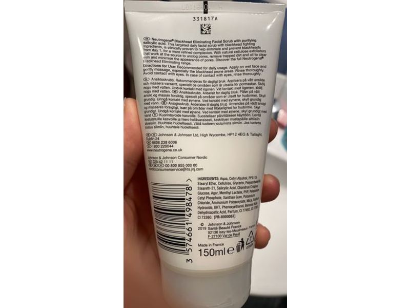 Neutrogena Blackhead Eliminating Facial Scrub, Oil Free, 150 mL