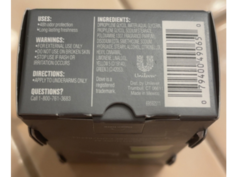 Dove Men+Care Ultimate 0% Aluminum Deodorant Refill, Fresh Feel, 1.13 oz/84 g