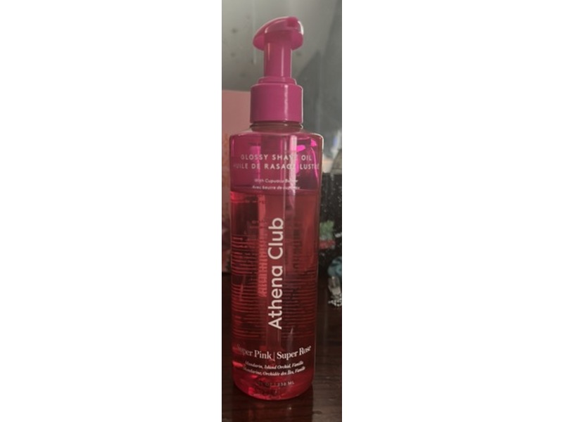 Athena Club Glossy Shave Oil, Super Pink, 8 oz/236 mL