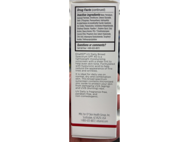 EltaMD Uv Daily Tinted Face Sunscreen, SPF 40, 1.7 oz/48 g