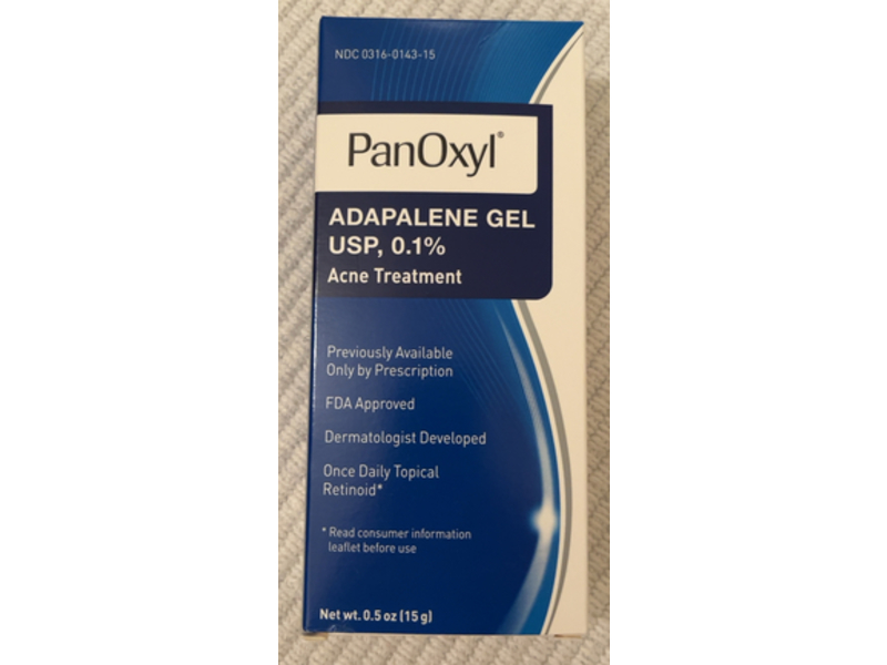 PanOxyl Adapalene Gel 0.1% Acne Treatment, 0.5 oz/15 g