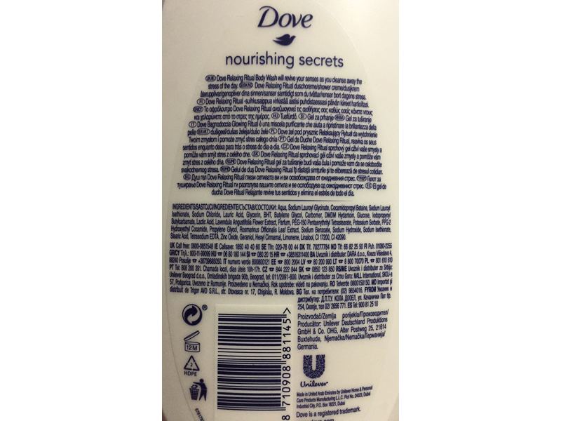 Dove Nourishing Secrets Relaxing Ritual Body Wash, Lavender Oil & Rosemary Extract, 25.36 fl oz/750 mL