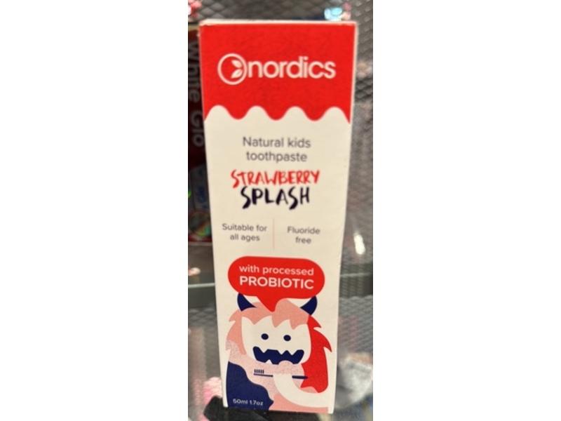 Nordics Natural Kids Toothpaste, Strawberry Splash, 1.7 oz/50 mL