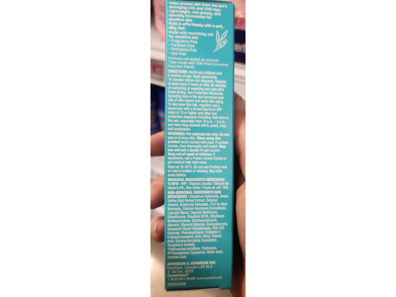 Aveeno Protect + Soothe Face Mineral Sunscreen Lotion, SPF 30, 50 mL