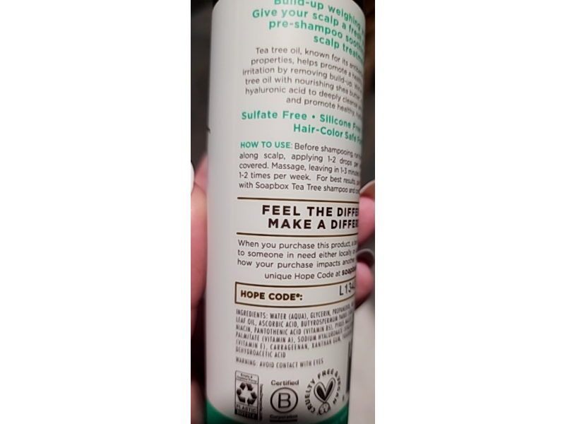 Soapbox Soothing Scalp Treatment, Tea Tree, 5 fl oz/147 mL