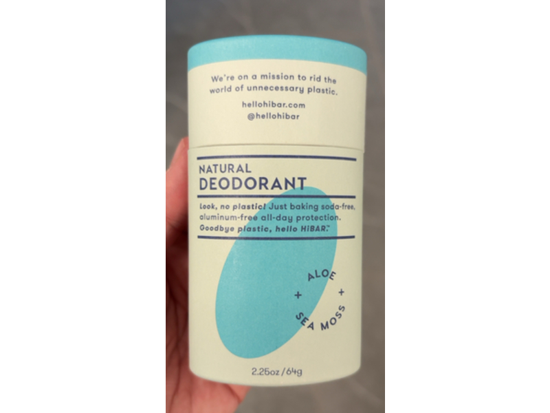 HiBAR Natural Deodorant, Aloe + Sea Moss, 2.25 oz/64 g