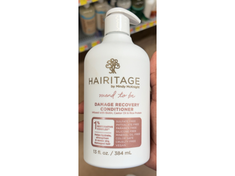 Hairitage By Mindy McKnight Mend To Be Damage Recovery Conditioner, Biotin, Castor Oil & Rice Protein, 13 fl oz/384 mL