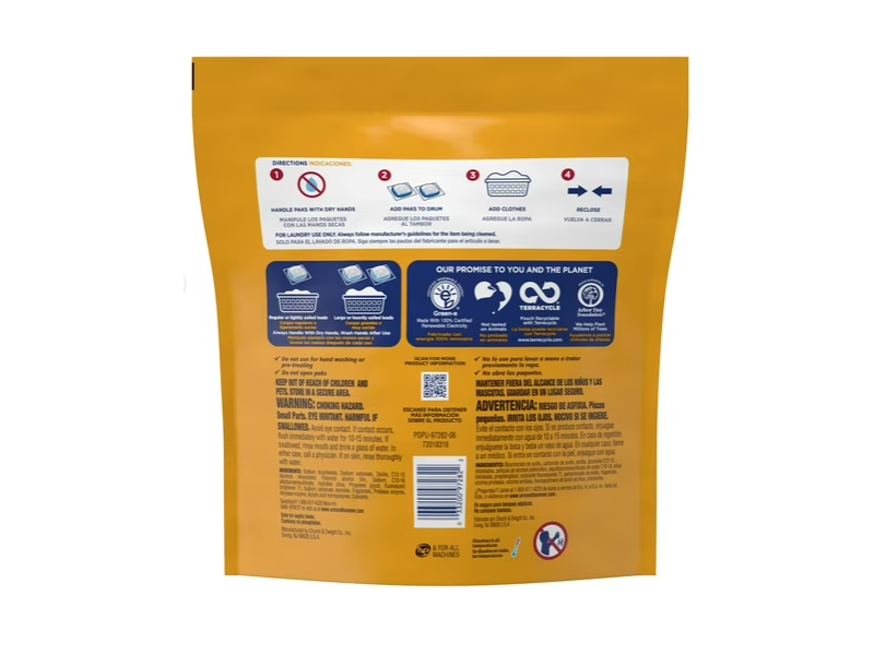 Arm & Hammer 4 In 1 Power Paks, Clean Burst, 1.746 kg, 97 Paks