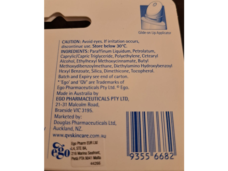 Ego QV Face Lip Balm with SPF 30+, 15g