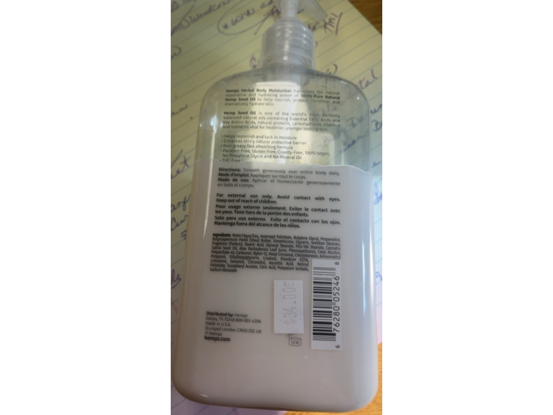 Hempz Tropical Breeze Herbal Body Moisturizer, Pure Natural Hemp Seed Oil, 17 fl oz/500 mL